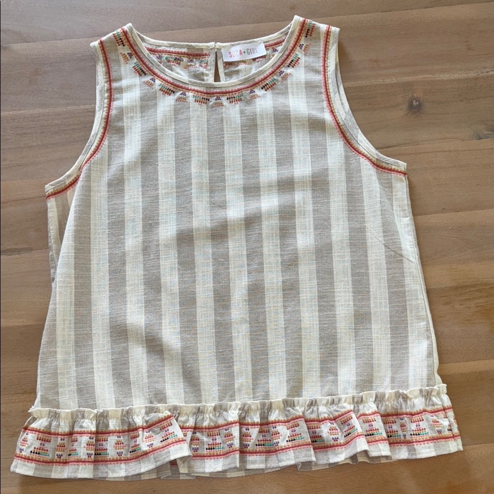 Striped Cream and Tan Kids Top